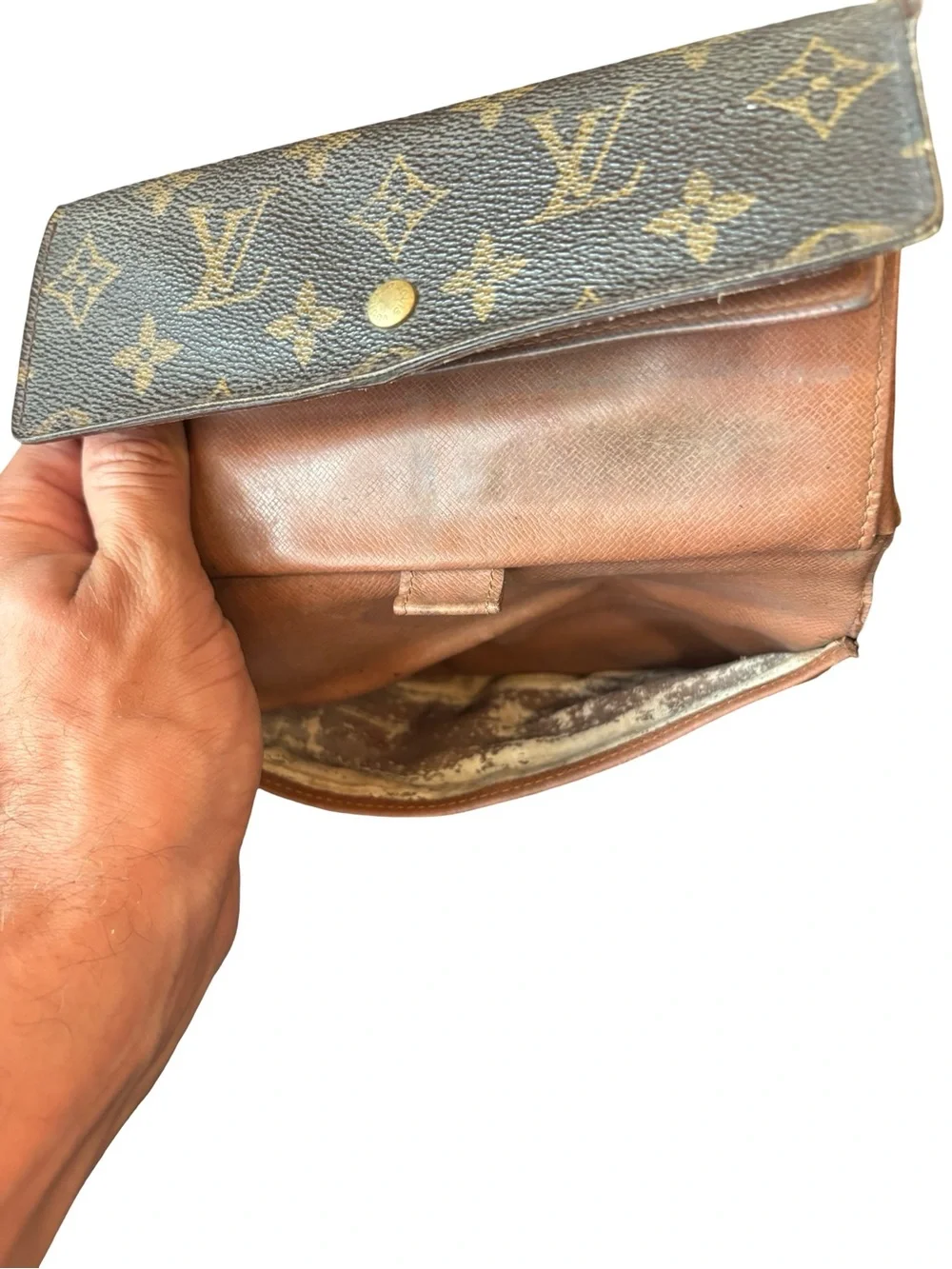 Louis Vuitton Monogram Canvas Fold-Over Continental Wallet in Brown/Gold